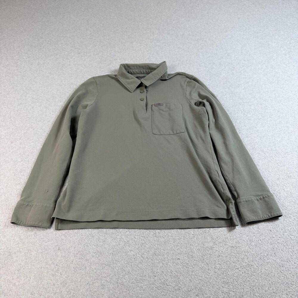 FIGS FIGSPRO Polo Shirt Mens Medium Green Long Sleeve Pocket Workwear Medical